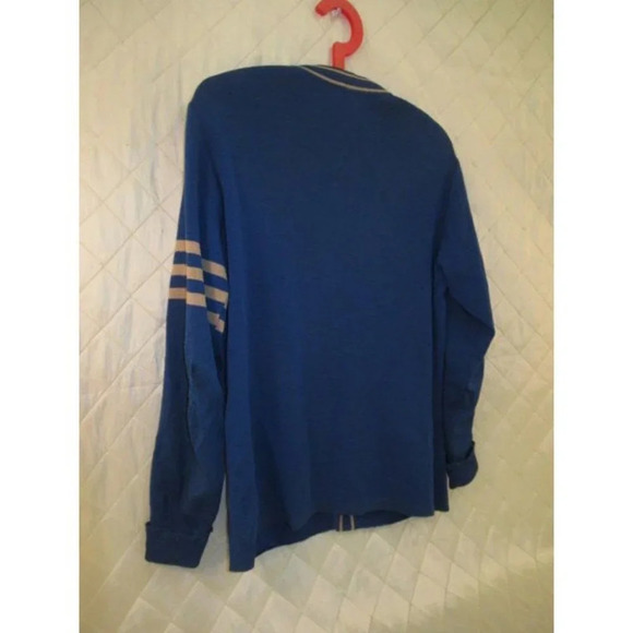 Letterman's Sweater Blue Wool Cardigan West Vancouver Band Knit BC Canada - Picture 10 of 10